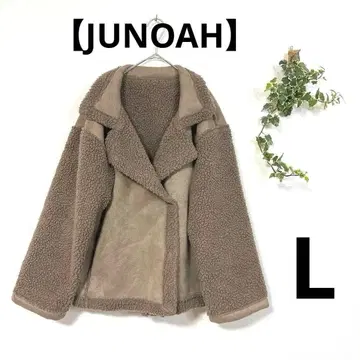 JUNOAH 모카 브라운 보아 x 스웨이드 절개 자켓 L 루즈핏