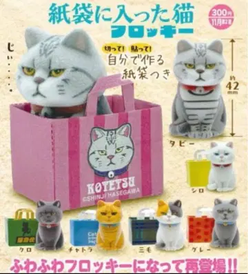 종이 봉투에 들어간 고양이 플로키 전 6종 세트