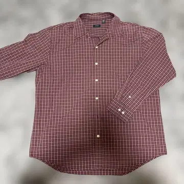 ARROW 와인 레드 체크 무늬 긴팔 셔츠 XL