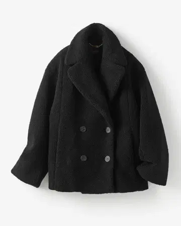 보아 소재 더블 브레스트 자켓 블랙