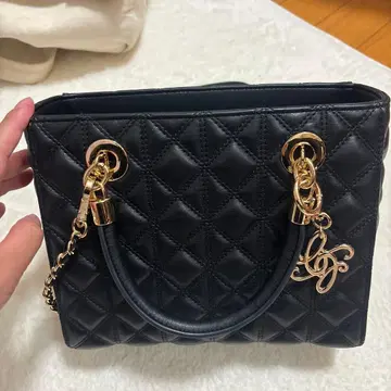 RANDA 2WAY 퀼팅 미디 백 블랙