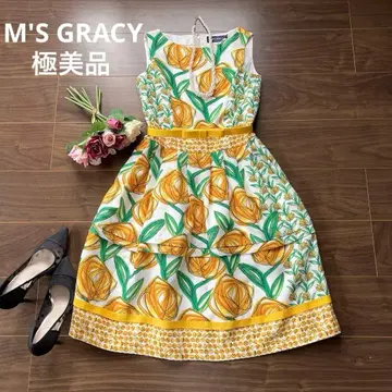 카탈로그 게재 컨디션 최상 엠즈 그레이시 플라워 패턴 믹스 원피스