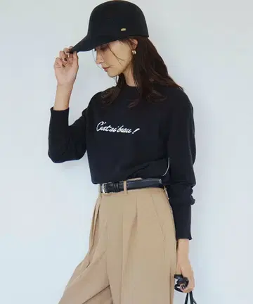 [ 세탁 가능 ] 레터 로고 니트 블랙 38