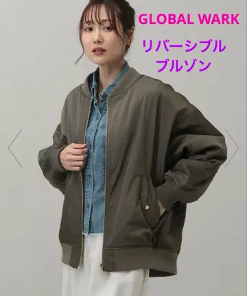 GLOBAL WARK 리버서블 인조 모피 블루종 카키