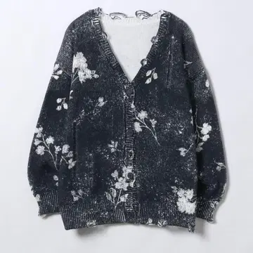 인기! 지나시스 플라워 프린트 V 가디건 블랙!