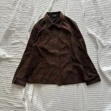 더스티 핑크 브라운 꽃무늬 셔츠 7부 소매 한국 레트로 자켓 더스티 컬러