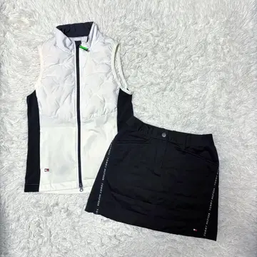 타미힐피거 골프 셋업 충전솜 베스트 스커트 화이트