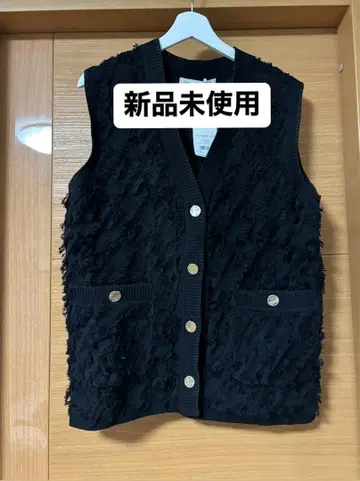 미사용 새상품! 블랙 프린지 베스트