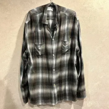 [ 타운 크라프트 ] 오픈 카라 옴브레 컨디션 최상 섀도우 체크 긴팔