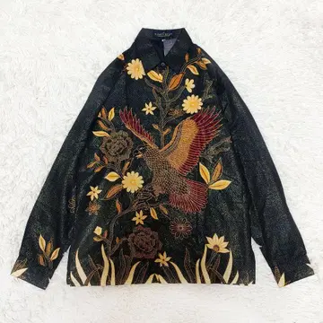 RIANTY BATIK 바틱 셔츠 그린 일본풍 패턴? 올 패턴