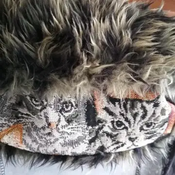 빈티지풍 고양이 복슬복슬 2way 넥워머 인조 모피 & 고블랑 직조