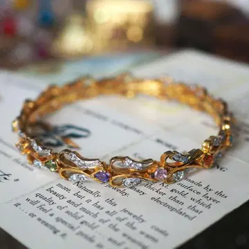 빈티지 뱅글 멀티 컬러 큐빅 비쥬