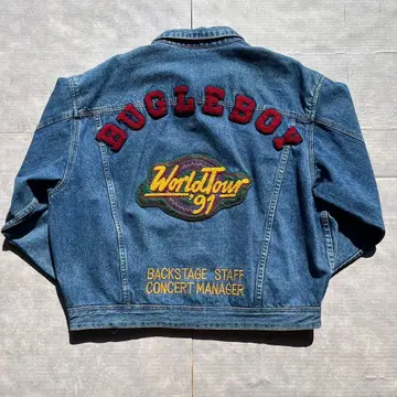 [ 초레어 ] BUGLE BOY 와펜 데님 자켓 90s 월드 투어