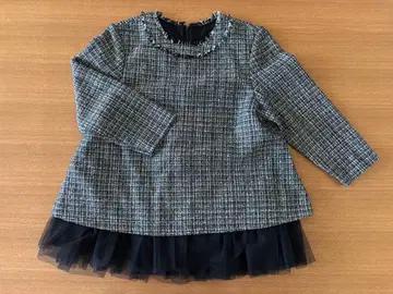 anana 8부 소매 트위드 튤 상의 블랙 [ 미사용 새상품 ]