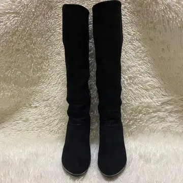 어퍼 새상품급 긴자 카네마츠 블랙 스웨이드 롱 부츠 블랙