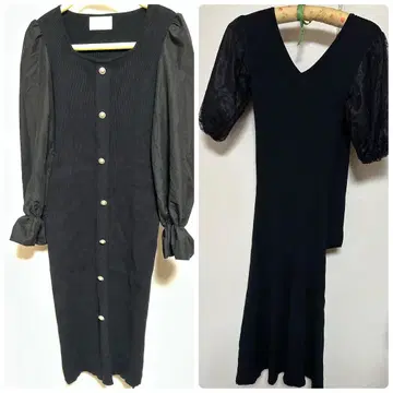 미셸 마카롱 블랙 니트 원피스 반팔 긴팔