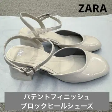 페이턴트 마감 블록 힐 신발