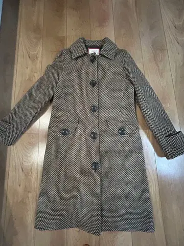 체크 무늬 브라운 롱 코트