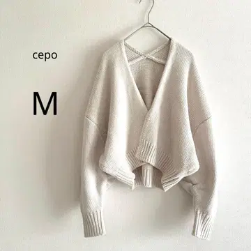 [cepo] 니트 가디건 긴팔 소프트 베이지 M 로우 게이지 리브