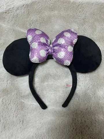 미니 마우스 머리띠 보라색 도트