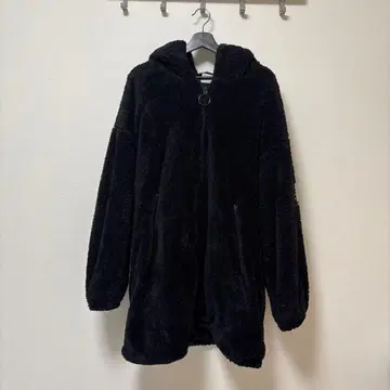 플리스 자켓 블랙 후드 부착