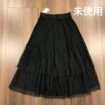 블랙 도트 롱 스커트