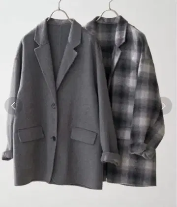 Spick & Span 울 믹스 리버 자켓 그레이