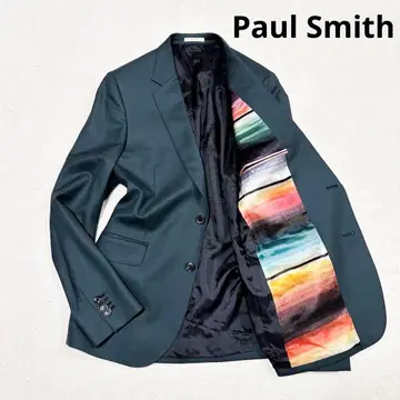 새상품급 폴스미스 울 테일러드 자켓 그린 스트라이프 패턴 38