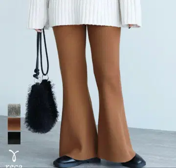 reca 자카드 니트 플레어 팬츠 카멜