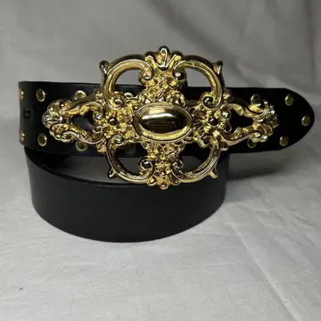 천연 가죽 골드 버클 스터드 벨트 가죽 블랙