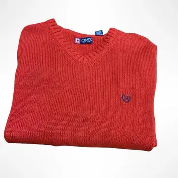 오렌지 V넥 니트 스웨터