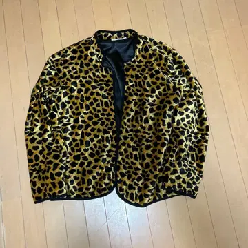구제 의류 레오파드 무늬 벨로아 가디건 자켓 빈티지