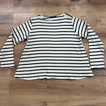 미즈이로 인드 보더 티셔츠 프리 사이즈 화이트 네이비