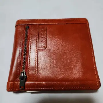 오렌지 이탈리아 가죽 접이식 지갑
