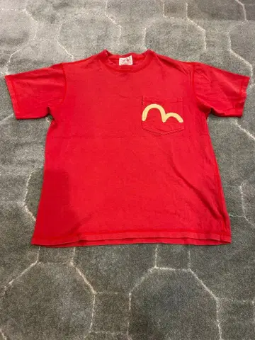 에비수 빨간색 T셔츠 가슴 포켓 부착 사이즈 38 빈티지