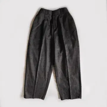 yuni 체크 x 도트 자수 울 팬츠