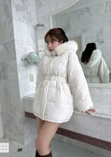 GRL 벨트 포함 퍼 충전솜 다운 코트 [kd47]