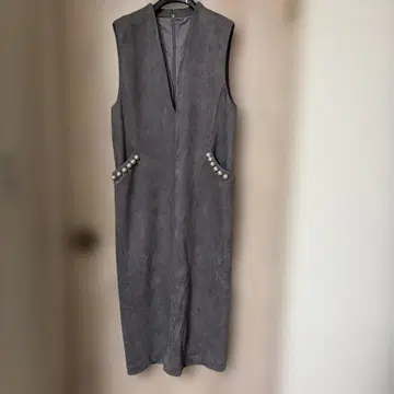 피칭 그레이 슬리브리스 점퍼 스커트