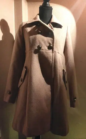 Freesia 울 더블 브레스트 코트 베이지