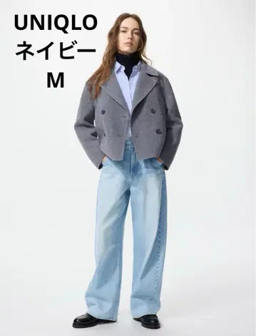 UNIQLO 유니클로 더블 페이스 숏코트 네이비 M