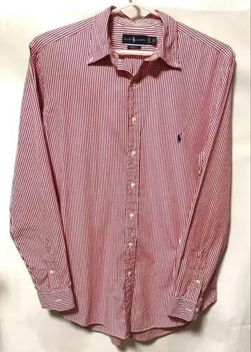 랄프 로렌 스트라이프 셔츠 XL 상당 빨간색