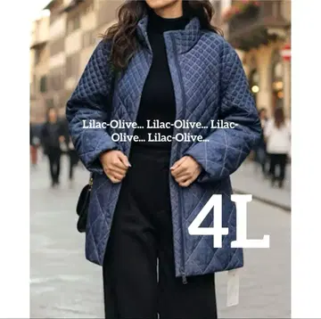 5253 새상품 4L 데님풍 퀼팅 충전솜 코트 빅 사이즈