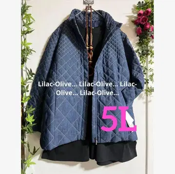 5254 새상품 5L 데님풍 퀼팅 충전솜 코트 빅 사이즈