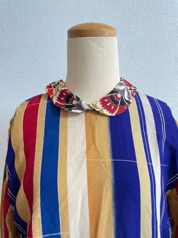 기모노 리메이크 레트로 스트라이프 패턴 원피스