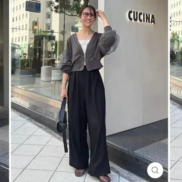 fosie 가디건 트윌 와이드 팬츠 상하의 세트