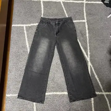다크 그레이 와이드 레그 데님