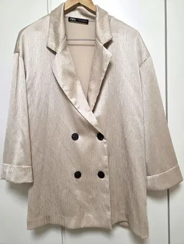 zara 베이지 더블 브레스트 자켓 오부 소매