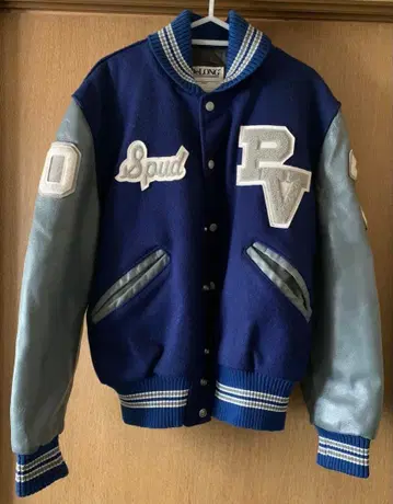 DeLONG 바시티 자켓 네이비x그레이 38 USA제 자수 택