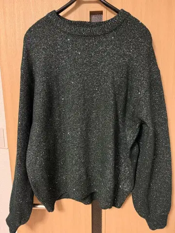 라메 스팽글 니트 풀오버 그린