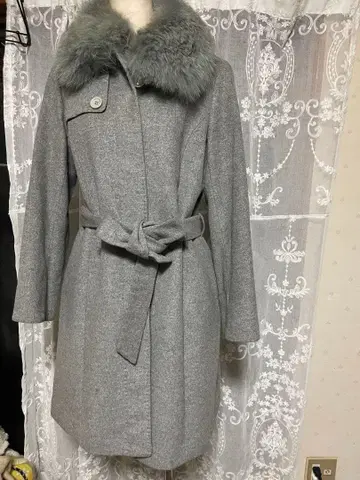 후지코 캐시미어 코트 폭스 벨트 포함